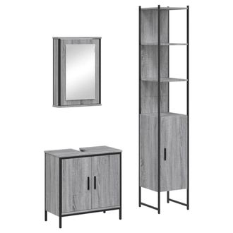 Berkfield Home 3 Piece Bathroom Furniture Set Grey Sonoma Engineered Wood
