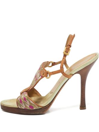 Valentino Garavani printed leather slingback sandals - Brown