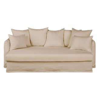 Maisons du monde Sof&aacute; de 3 plazas XXL en lino beige