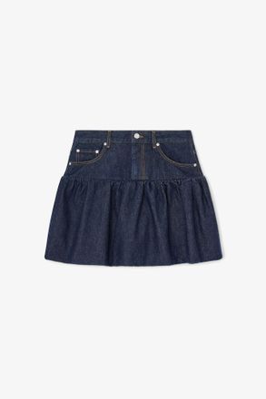 Ganni Navy Skirt in Rinse Denim - Size 10/12 Organic Cotton