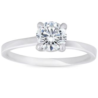 Pompeii3 3/4 ct Diamond Solitaire Engagement Ring Twist Band 14k White Gold