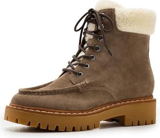 Marc Fisher Nallie Womens Boots Medium Brown Suede : 6.5 M, Faux Fur/Lace/Leather