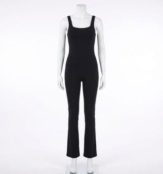 Spanx Booty Boost Easy Access Flare Jumpsuit In Very Black