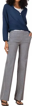 Avenue Montaigne Castel Bistro Stripe Seersucker Pant In Denim