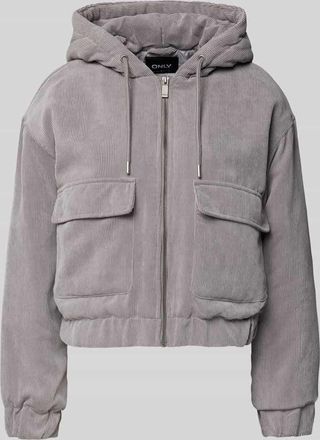 Only Regular Fit Bomberjacke mit Kapuze Modell SUVA in Mittelgrau Melange, Gr&ouml;&szlig;e XL