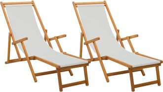 vidaXL Tumbona Plegable 2 Pcs 3 Posici&oacute;n Madera De Eucalipto Maciza Vidaxl