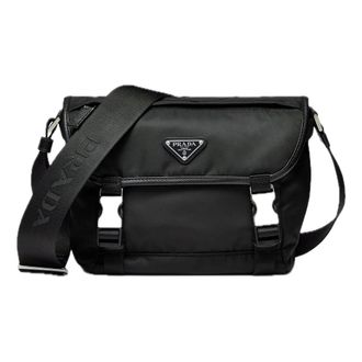 Prada Re-Nylon Saffiano Leather Shoulder Bag Black 2VD066-2DMG-F0002