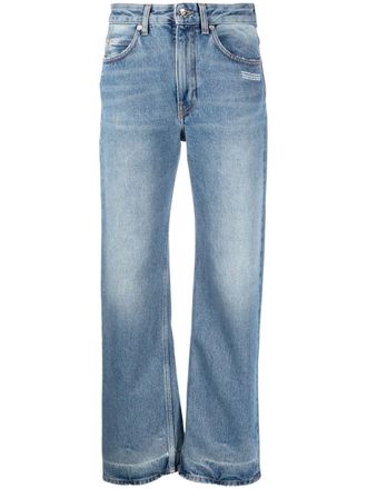 Off-white logo-patch straight-leg jeans - women - Cotton/Cotton - 25 - Blue