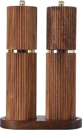 OEM Juego De Molinillos De Sal Y Pimienta De Madera - Manual - Recargable - Ajustable - Con Bandeja De Madera