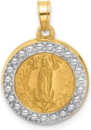 Diamond2Deal 14k Yellow Gold and Rhodium Hollow Lady of Guadalupe Pendant