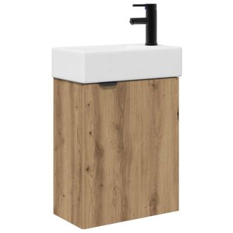 vidaXL M&oacute;dulo De Ba&ntilde;o Con Grifer&iacute;a Roble Artisan 45,5 X 22,5 X 84 Cm Vidaxl