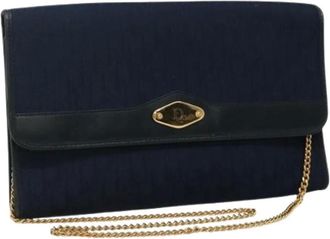 Dior Pre-owned Clutches, female, Blue, Size: ONE SIZE Pre-owned Vintage Trotter Shoulder Bag