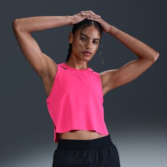 Nike Womens AeroSwift Dri-FIT ADV Cropped Running Tank Top in Pink | FN2713-645