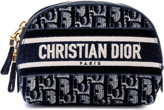 Dior Pre-owned Dior Oblique Embroidered Velvet Cosmetic Pouch Ladies BFFSXN0H3BU4EVJ5