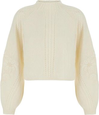 Twinset Madreperl Jurk - Dames - Ronde hals truien - Wit - S - Truien & Vesten