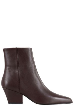 PARIS TEXAS Ebony Jane 60 Pointed Square Heel Leather Ankle Boots