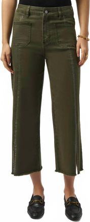 Joseph Ribkoff Wide Leg Crop Trousers With Embellished Front Seam In Avocado
