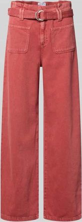 Jake*s Casual Wide Leg Jeans mit G&uuml;rtel in Koralle, Gr&ouml;&szlig;e 34