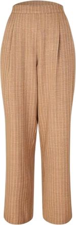 Biba Dames Verticale Streep Brede Pijpen Broek (Kamel)