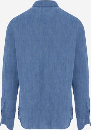 Finamore Mens Shirt Cotton-Linen Denim