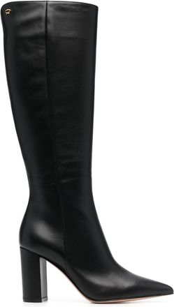 Gianvito Rossi 90mm point-toe leather boots - women - Calf Leather/Calf Leather/Calf Leather - 36.5 - Black