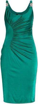 Versace Medusa 95 Draped Gown - Dames - Feestkleedjes - Groen - M - Leer - Kleedjes
