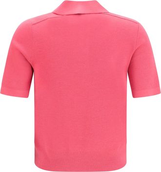 Burberry Womens Wool Polo With Check Details Mauvewood Pink Merino Ovis Aries Shirts T-shirts And Polos