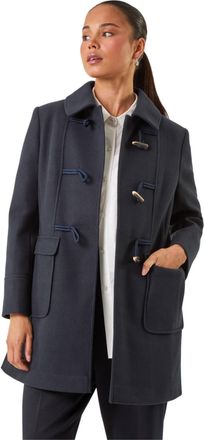 Roman Womens Petite Patch Pocket Duffle Coat - Navy - Size 14 UK