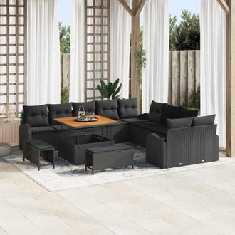 vidaXL Conjunto De Sof&aacute; De Jard&iacute;n 13 Pcs Negro 100 X 100 X 71 Cm Vidaxl