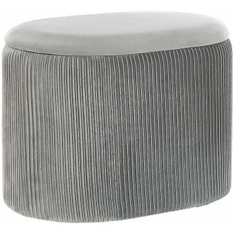 Beliani Pouf in velluto grigio chiaro con contenitore Richland