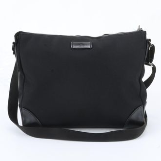 Gucci Black Leather Nylon Messenger Bag Shoulder Bag (Pre-Owned)