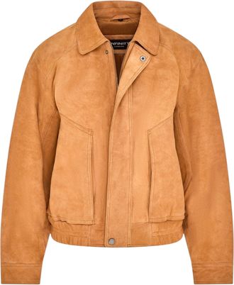 Infinity Leather Womens Tan Leather Biker Bomber Oversized Jacket - Blouson