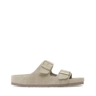 Birkenstock Sliders, female, Beige, Size: 14 US Beige Suede Double Strap Sandals
