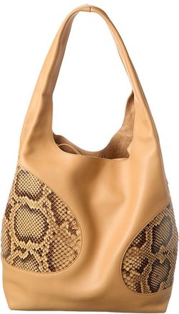 Ferragamo Debossed Snake-Embossed Leather Hobo Bag
