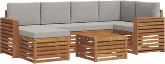 vidaXL Conjunto De Sof&aacute;s De Exterior 7 Uds. Gris Natural Y Claro Vidaxl