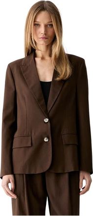 Vicolo Marynarka Tb 1561 - Dames - Blazers - Bruin - M - Linnen - Jassen