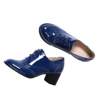 Generic Chunky Heel Carved Retro Pointed Toe Womens Platform Sandals for Elevated Style and Comfort (Blue, 7-7.5)