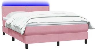vidaXL Cama Box Spring Con Colch&oacute;n Terciopelo Rosa 160x220 Cm Vidaxl