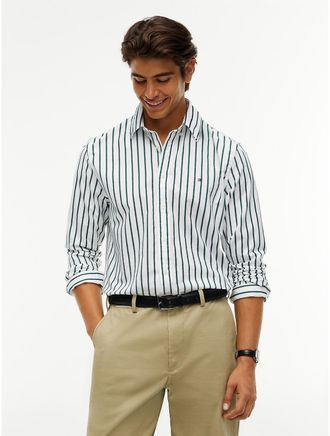 Tommy Hilfiger Mens Regular Fit Striped Oxford Shirt - Optic White - XXXL