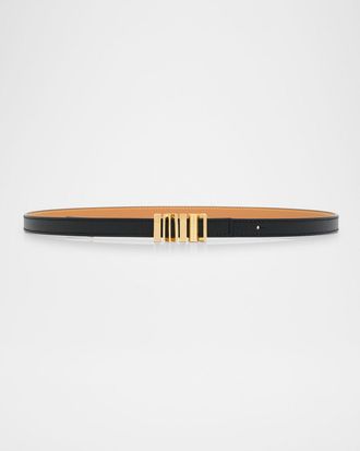 Loewe Graphic Buckle Leather Skinny Belt