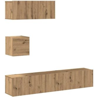 vidaXL Vidaxl - Mueble Para Tv De Pared Madera Contrachapada Artesanal 4 Piezas