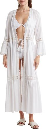 Boho Me Open Front Lace Inset Cover Up in White at Nordstrom Rack, Size X-Small