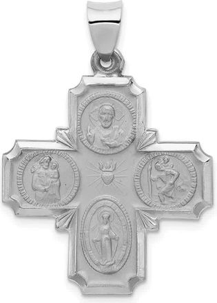 Diamond2Deal 14k White Gold Four Way Medal Hollow Pendant