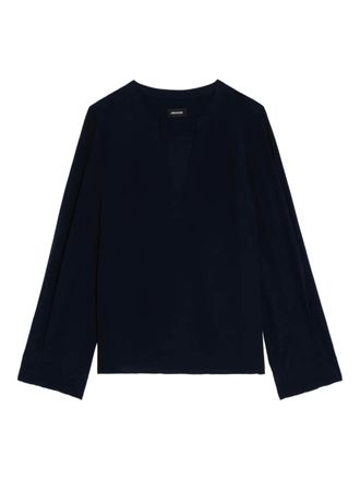 Zadig&Voltaire Torny blouse met V-hals - Blauw