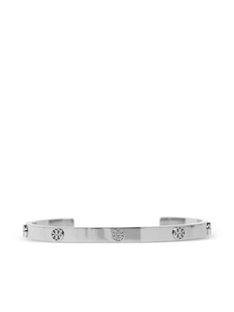 Tory Burch logo-plaque bracelet - women - stainless steel - S - Silver