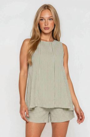 Gilli Pinstripe Short Set In Sage