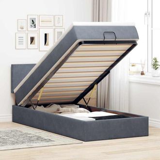 vidaXL Estructura Cama Otomana Colch&oacute;n Terciopelo Gris Oscuro Vidaxl
