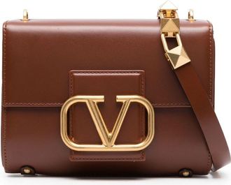 Valentino Garavani Stud Sign leather shoulder bag - women - Calf Leather/Lambskin/Metal - One Size - Brown