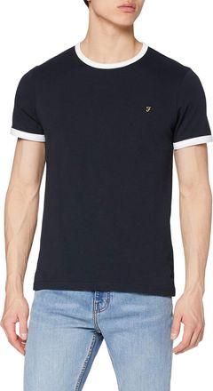 Farah Heren-T-shirt met geborduurde ringer (Marineblauw)