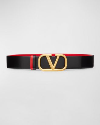Valentino Garavani VLogo Signature Reversible Leather Belt, 40mm